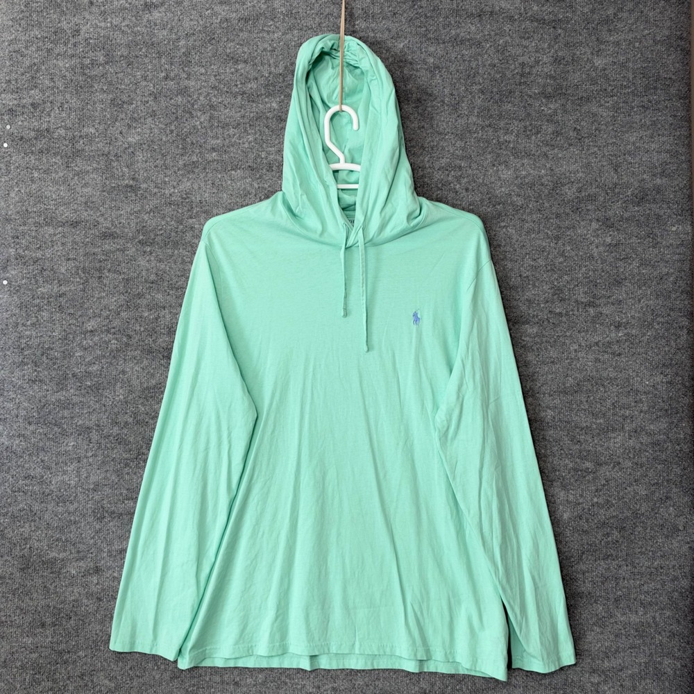 Polo Ralph Lauren Mens XL Mint Green Long Sleeve Hooded T-Shirt Pony Logo Preppy